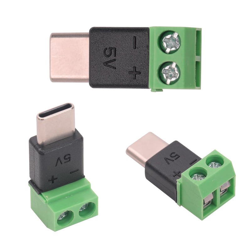 Teansic 10PCS Type C Male to 2 Pin Screw Terminal Adapter,5V USB C to 2 Pin Solderless Connector for Charging Toy Mobile Devices and Small Appliances - Image 4